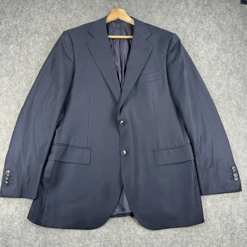 Suitsupply Lazio Suit Jacket Mens 44R Blue Pinstripe Wool Slim VBC Two Button